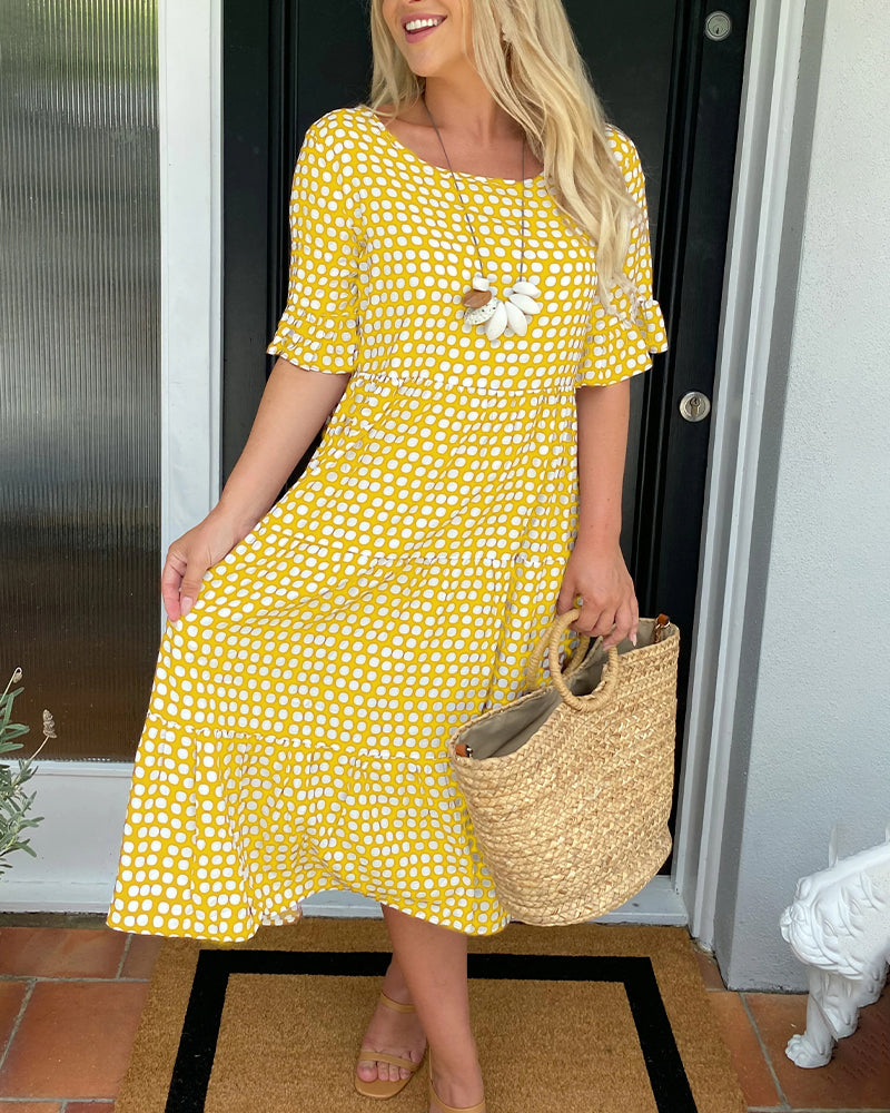 Thalassa -Midi dress with round neck in polka dot print