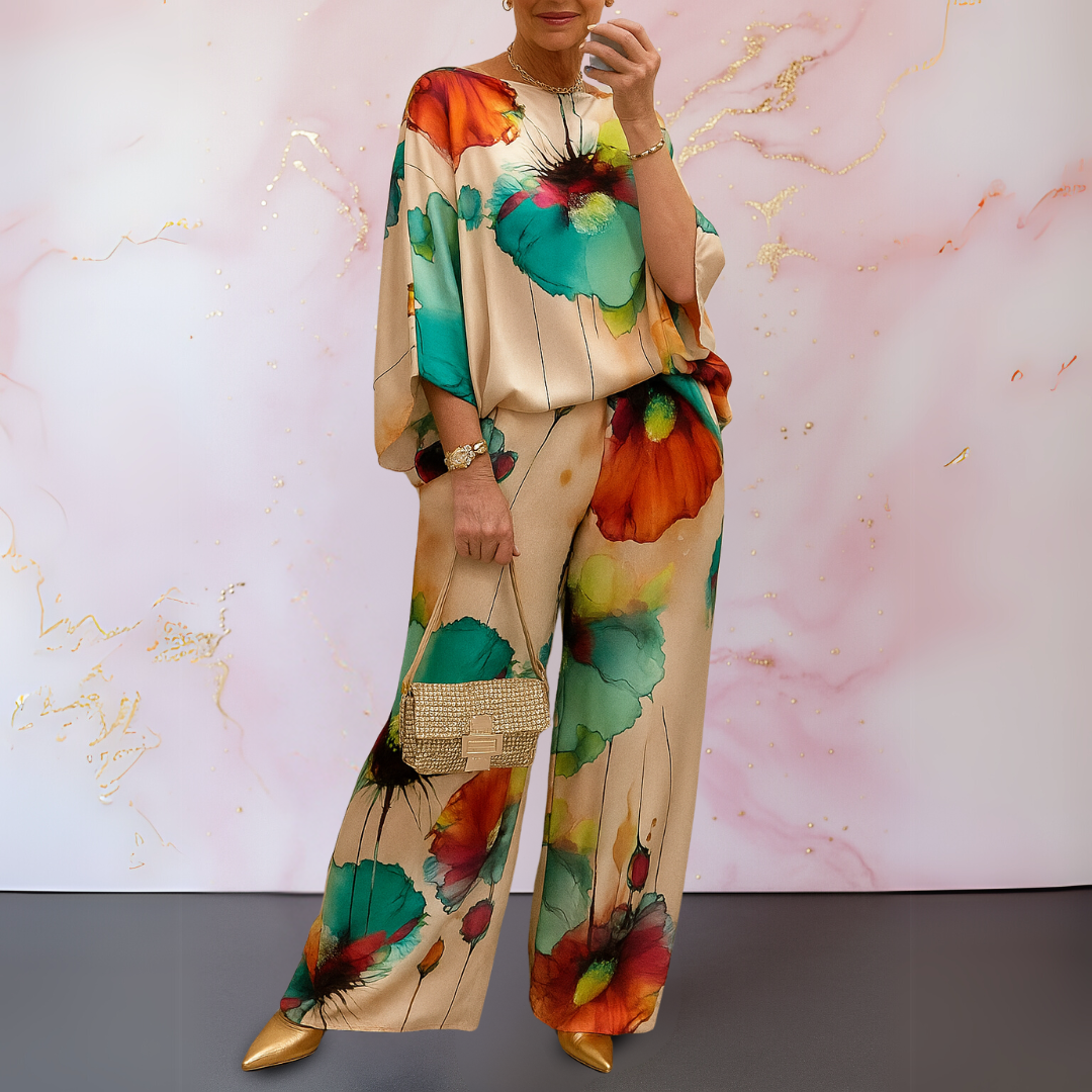 Ysella - Bold and Refined Satin Two Piece Women's Set