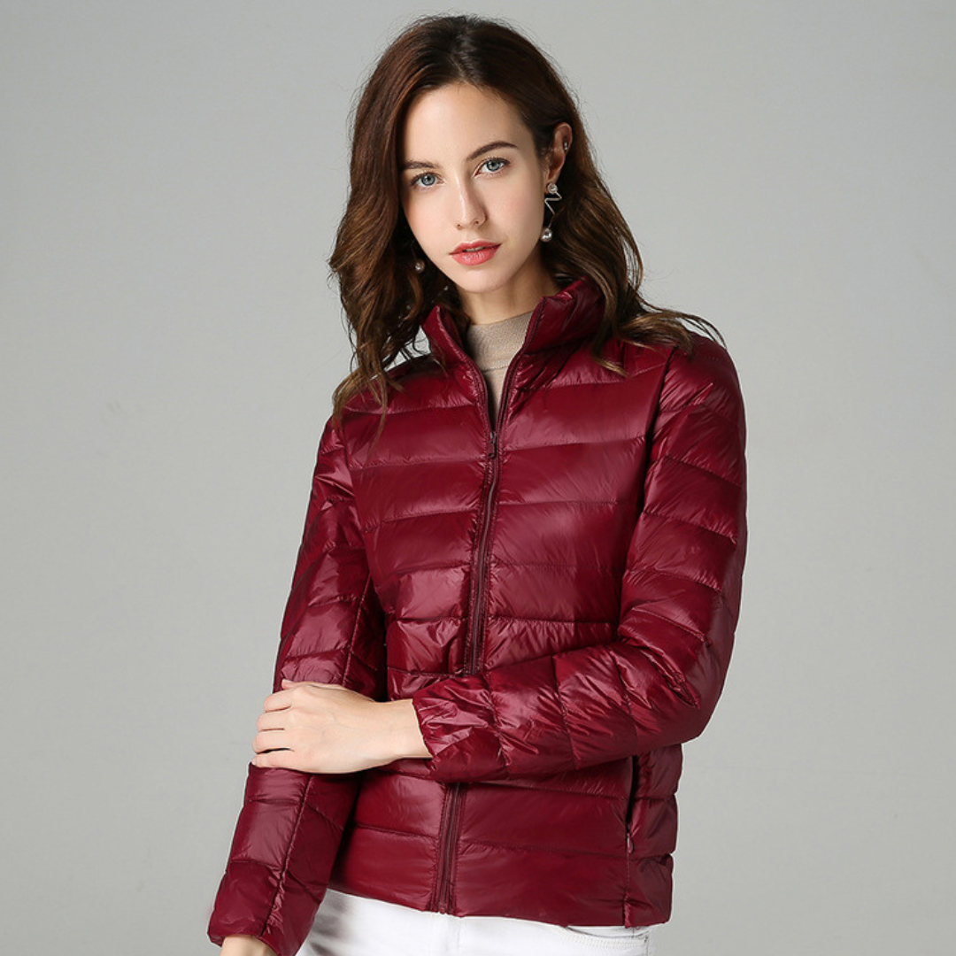 Rhoselle™ - Ultralight Down Jacket with Sophisticated Pleats