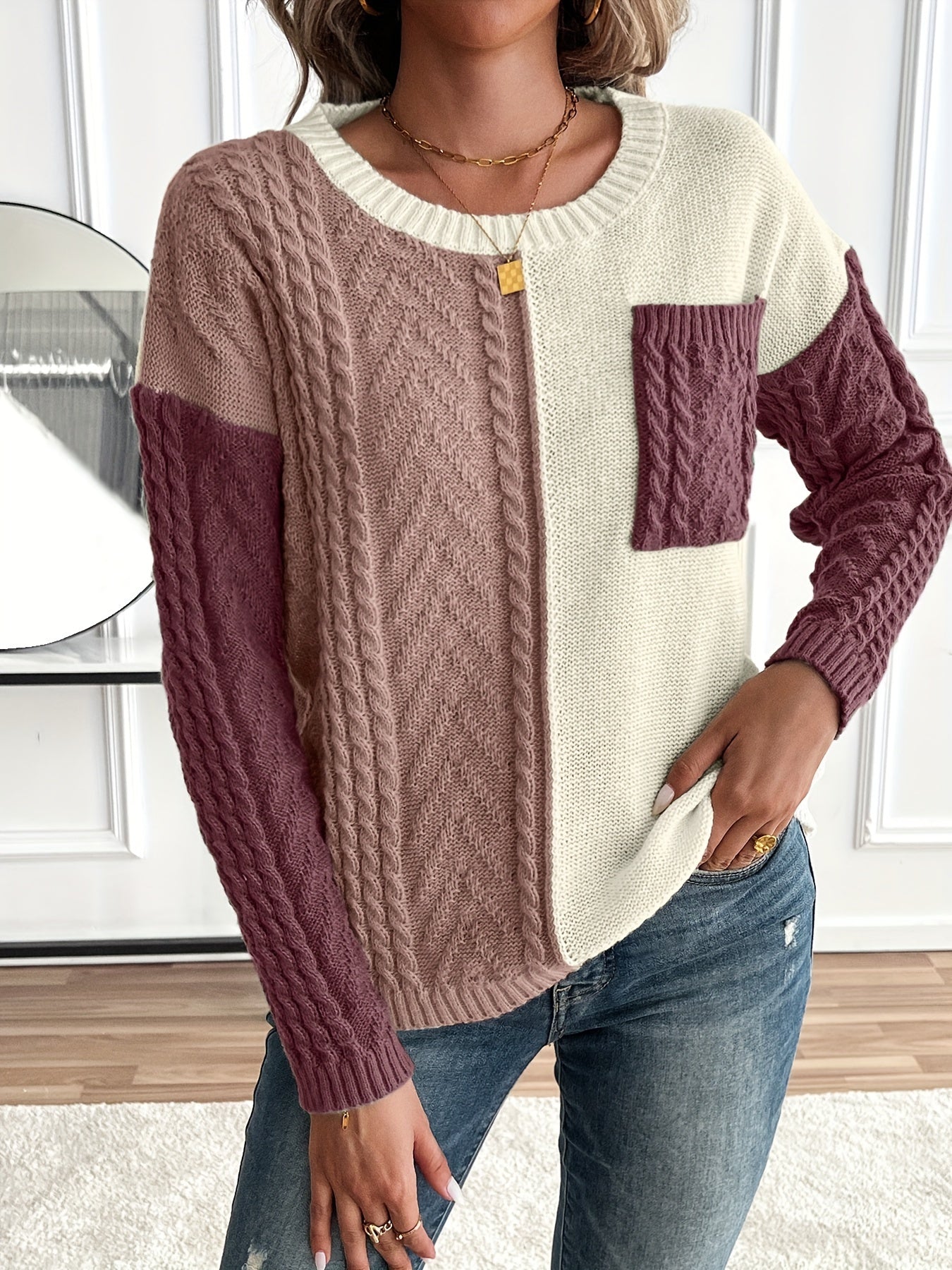 Maëlle - Two-tone Turtleneck Sweater