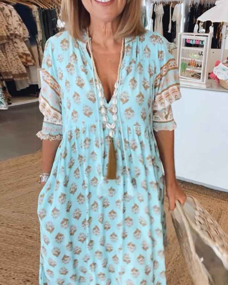 Flavie - Printed Loose Fit Casual Dress