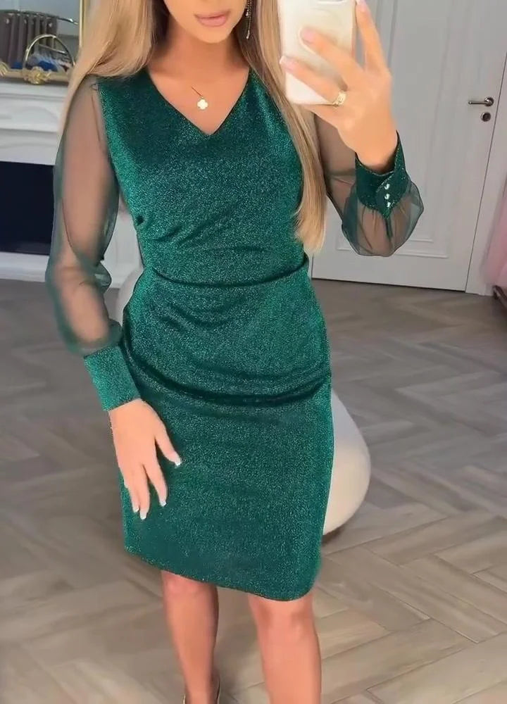 Cyenoria - Chic Midi Dress Light and Patchwork