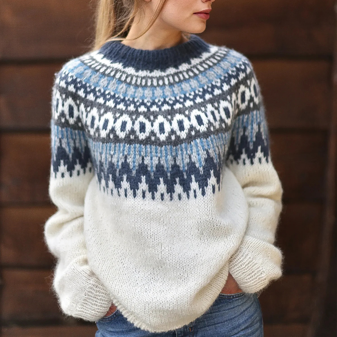 Albertine - Elegant Geometric Sweater with Long Sleeves