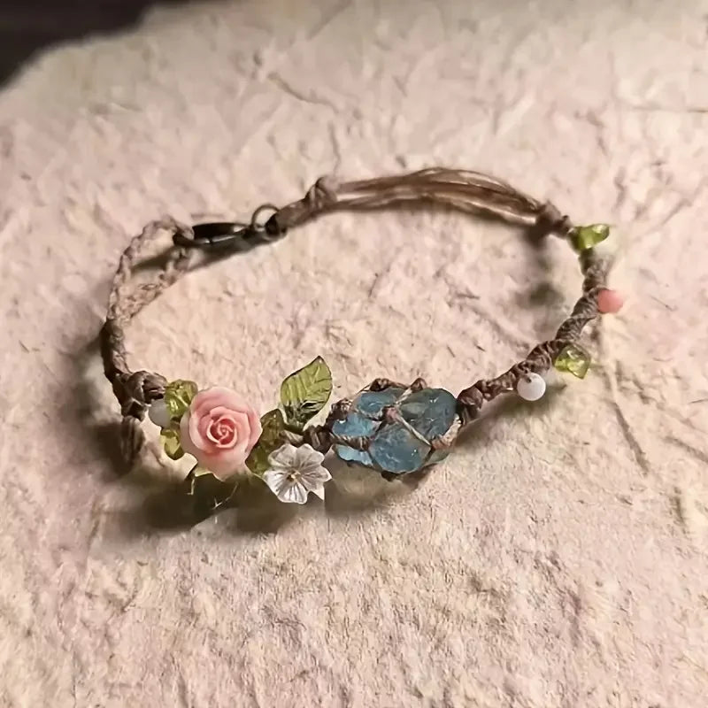 Elyssavine - Bohemian Flower & Crystal Bracelet
