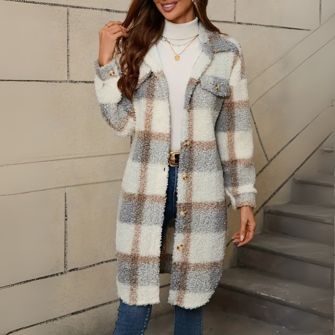 Irivelle™ - Autumn Charm Plaid Teddy Coat