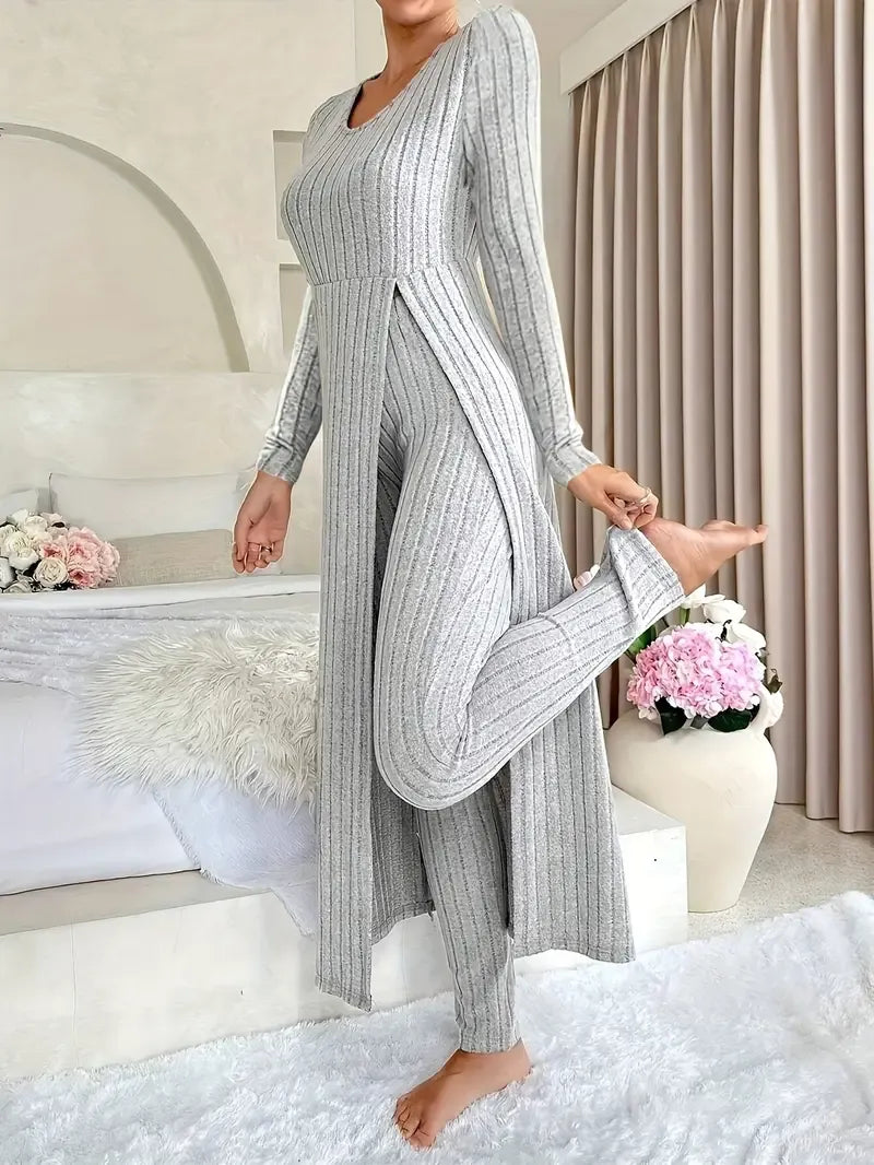 Helanise - Elegant Ribbed Two-Piece Set