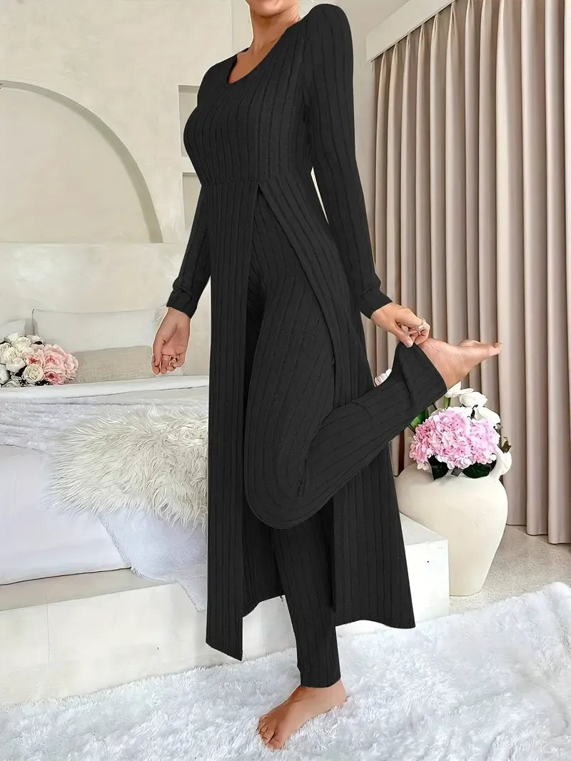 Helanise - Elegant Ribbed Two-Piece Set