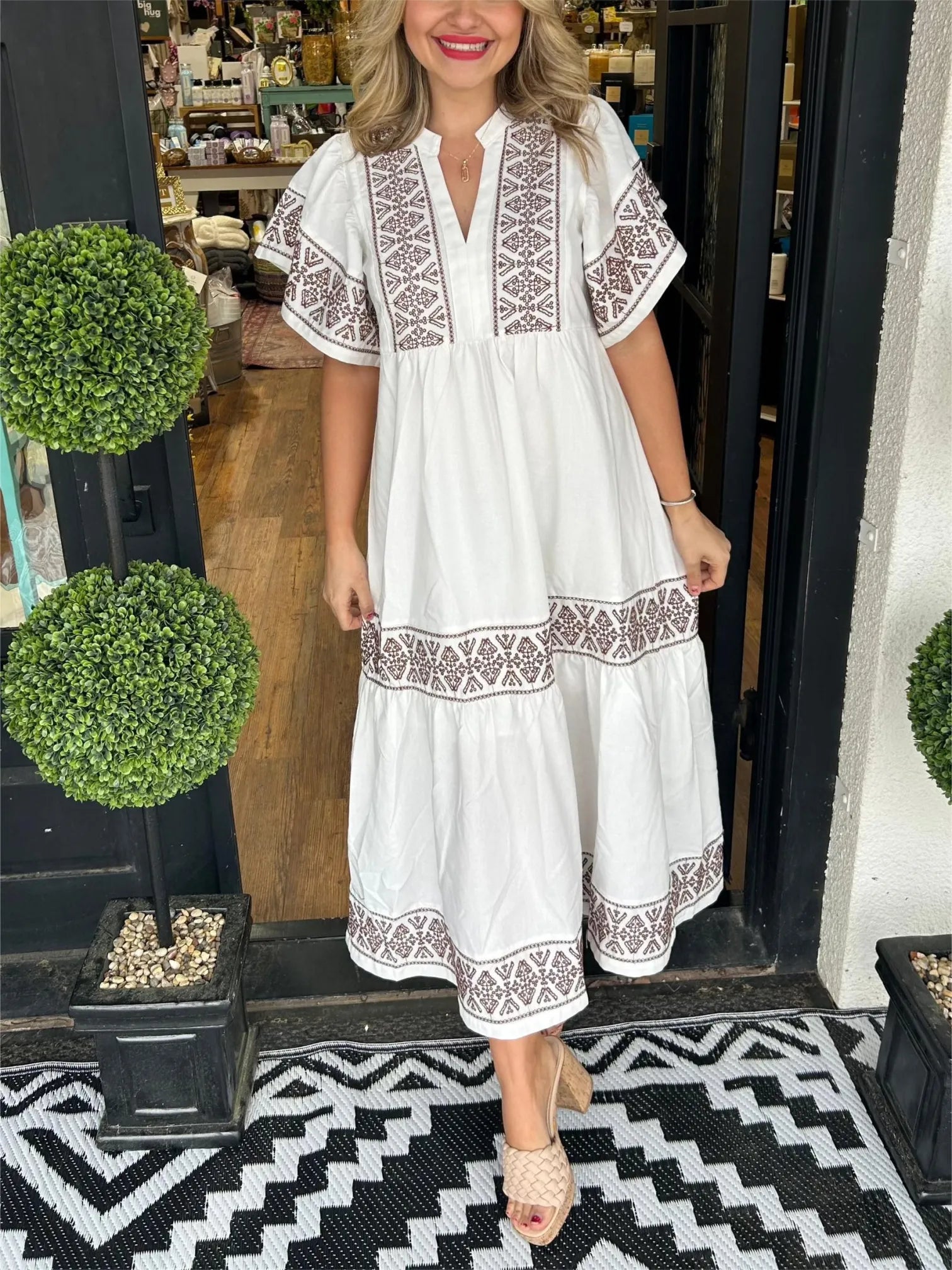 Noéa™ - gúna Bohemian V-mhuineál Maxi
