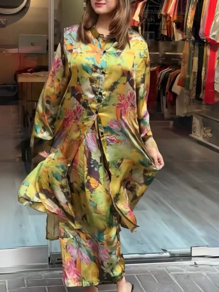 Clarice™ - Women's 2-piece flowing shirt dress