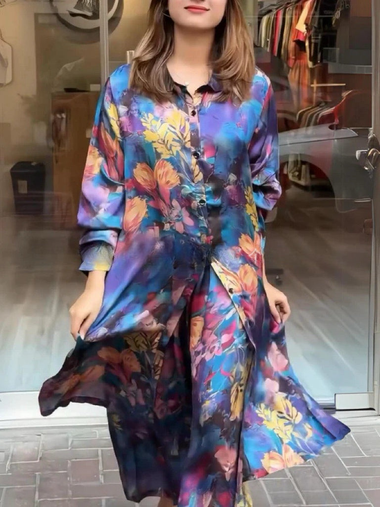 Clarice™ - Women's 2-piece flowing shirt dress