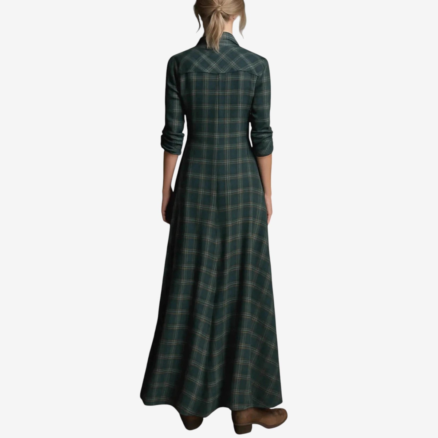 Dahlira - Elegant Long Buttoned Collar Dress