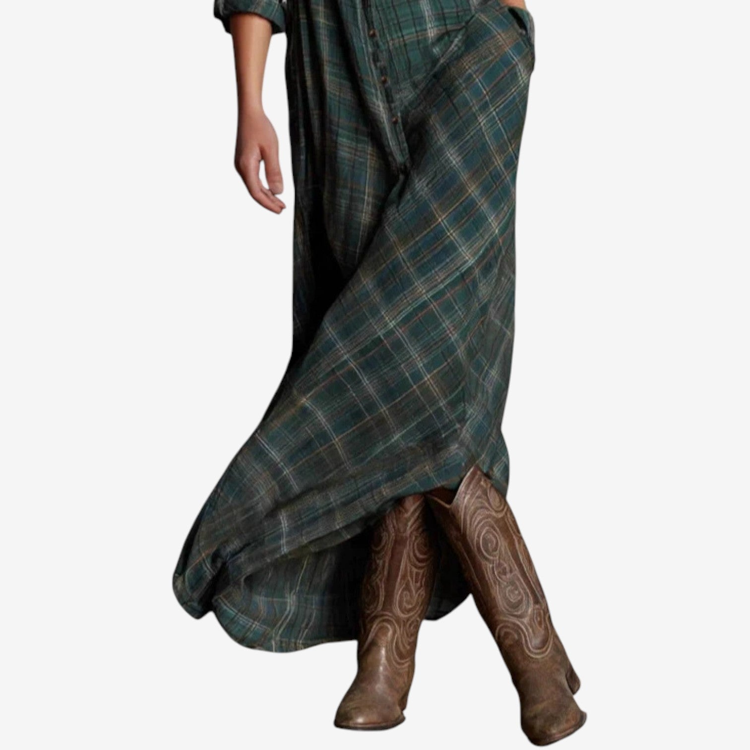 Dahlira - Elegant Long Buttoned Collar Dress