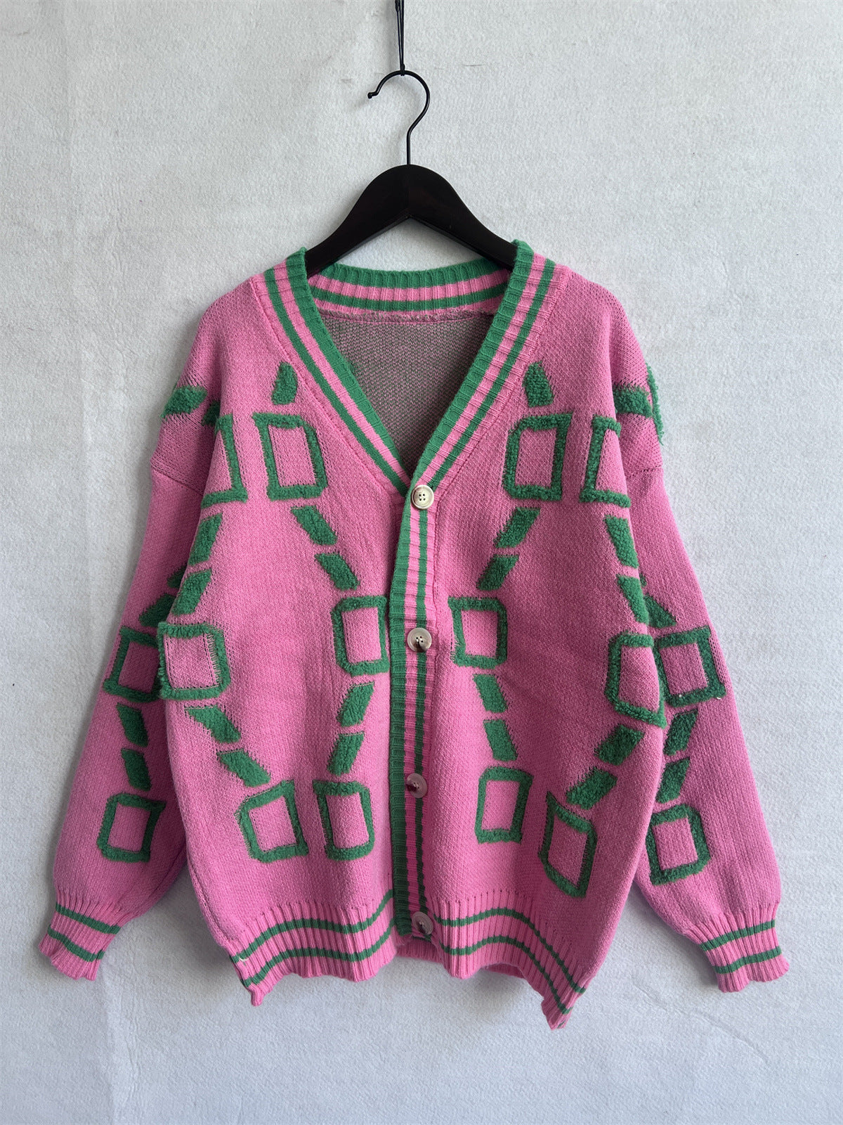 Aliza - V-Neck Contrast Knit Cardigan