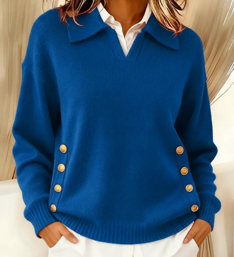 Belinara - Elegant Jumper with Gold Buttons
