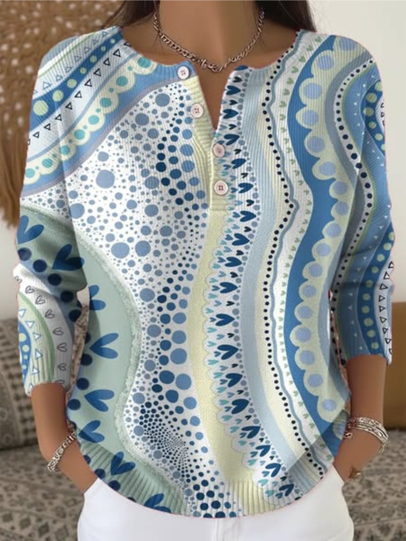 Thalysara - Soft Jumper with Artistic Pattern