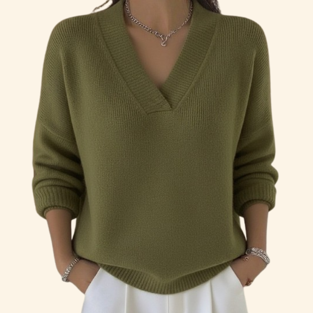 Helivara - Soft V-Neck Sweater