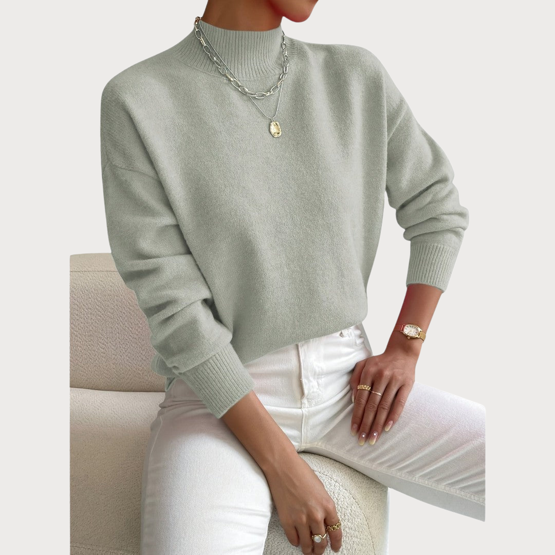 Gwenarae - Classic Polo Neck Jumper for Women