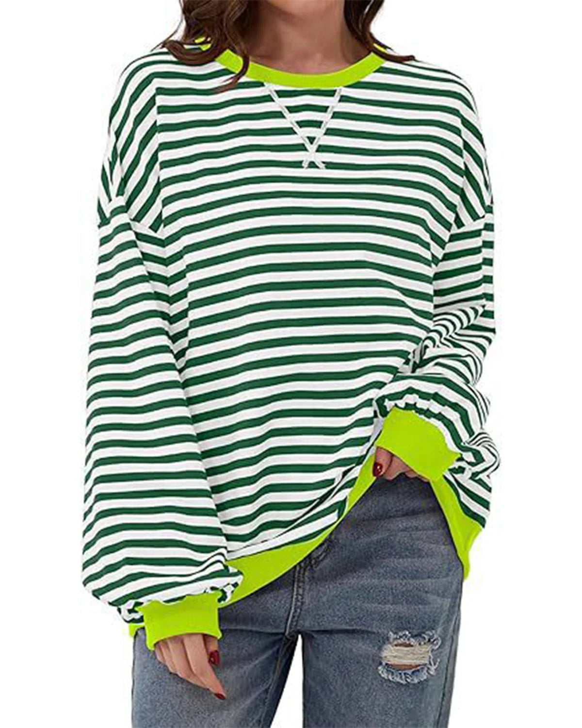 Maribel - Women's Color Block Stripe Sweatshirts