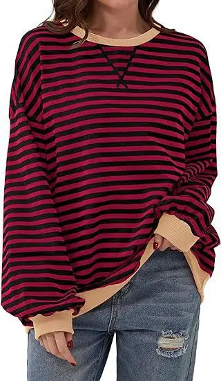 Maribel - Women's Color Block Stripe Sweatshirts