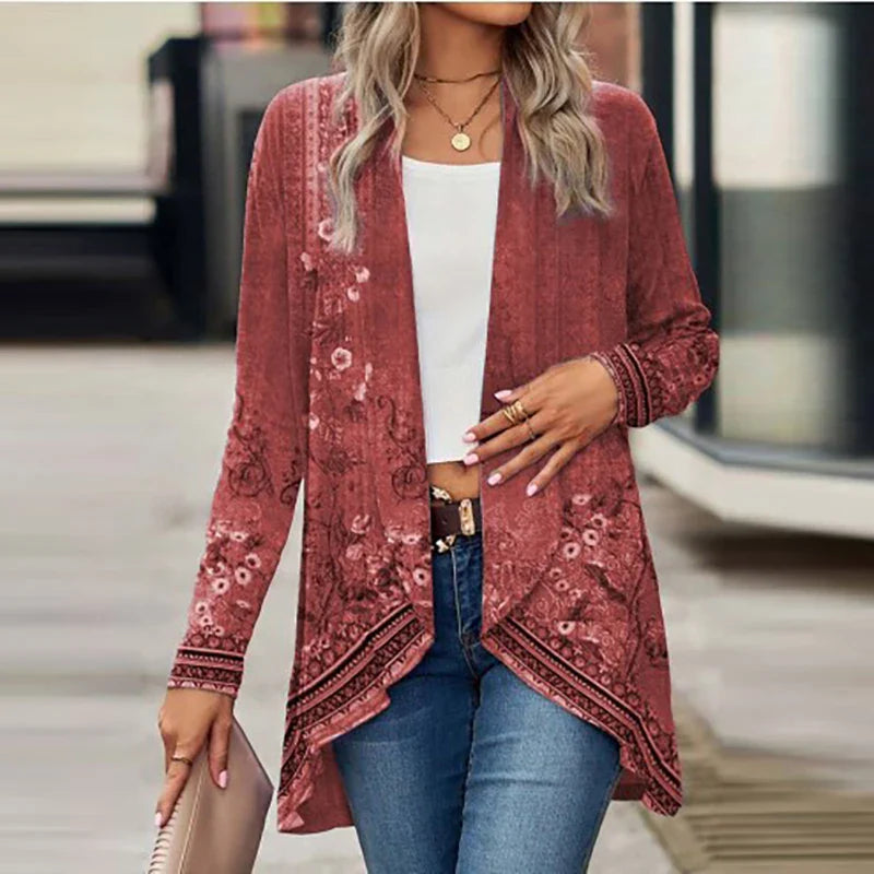 Jolindra - Lightweight Floral Open Collar Cardigan