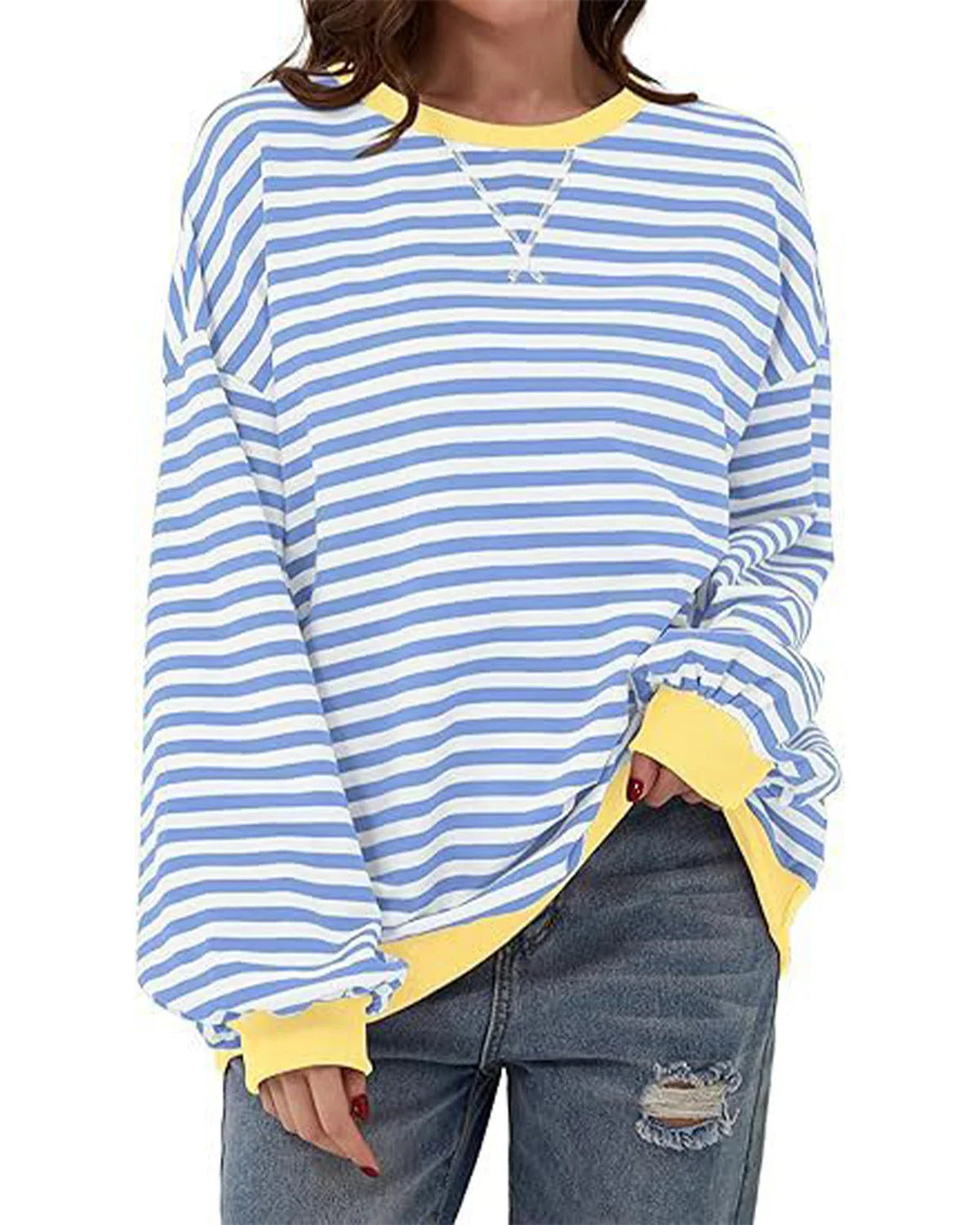 Maribel - Women's Color Block Stripe Sweatshirts