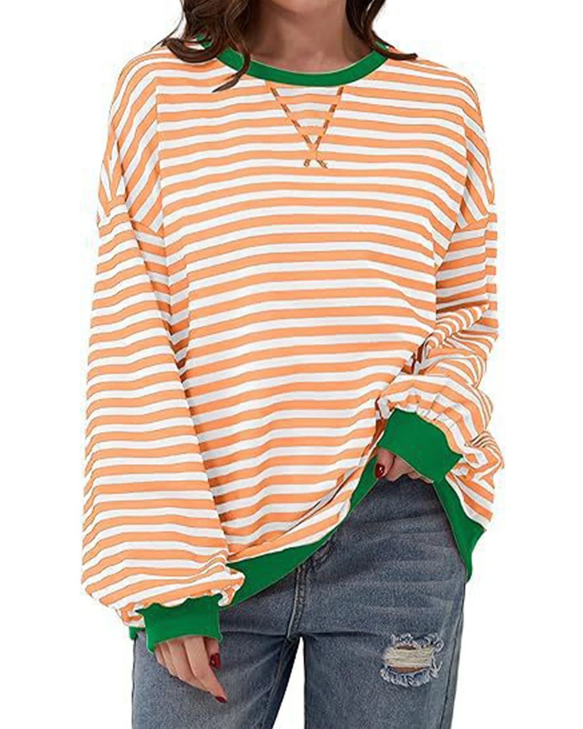 Maribel - Women's Color Block Stripe Sweatshirts