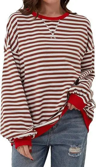 Maribel - Women's Color Block Stripe Sweatshirts