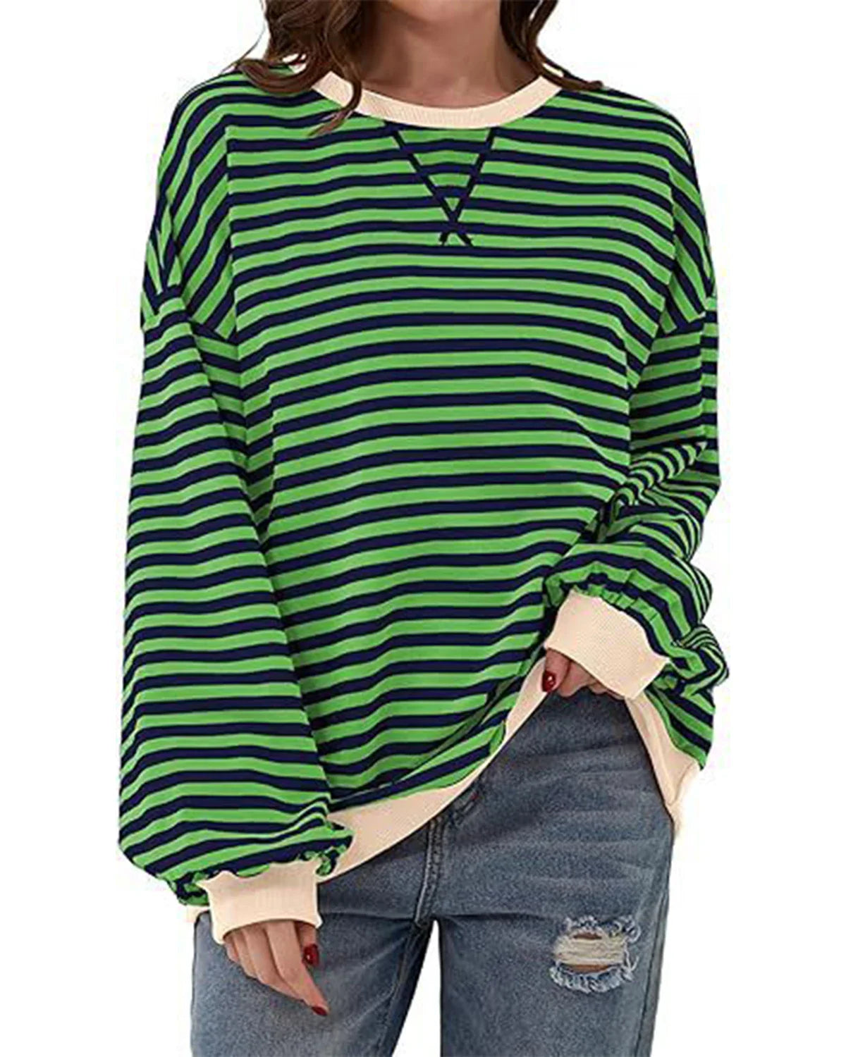 Maribel - Women's Color Block Stripe Sweatshirts