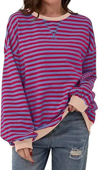 Maribel - Women's Color Block Stripe Sweatshirts