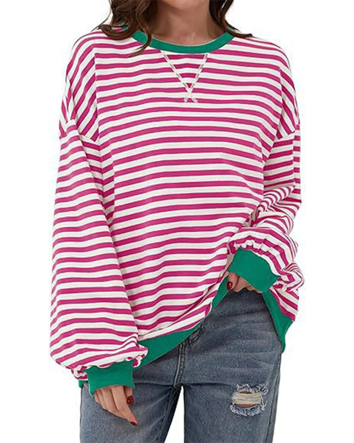 Maribel - Women's Color Block Stripe Sweatshirts
