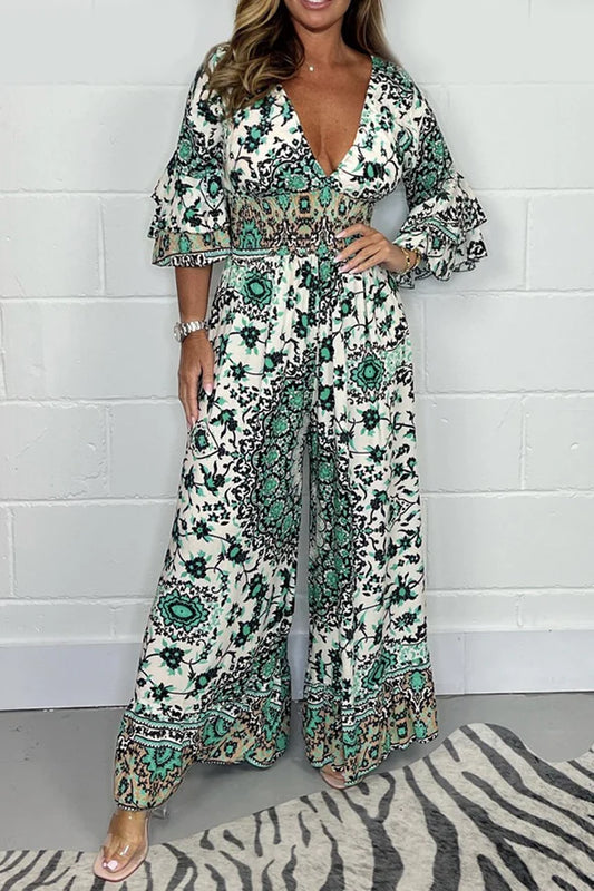 Priscille - V-Neck Leopard Jumpsuit