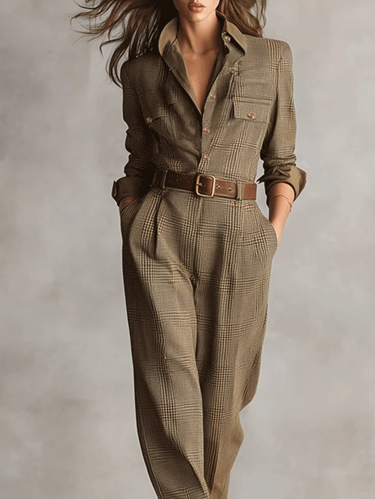 Jovanna - Chic Tweed Jumpsuit with Refined Checks