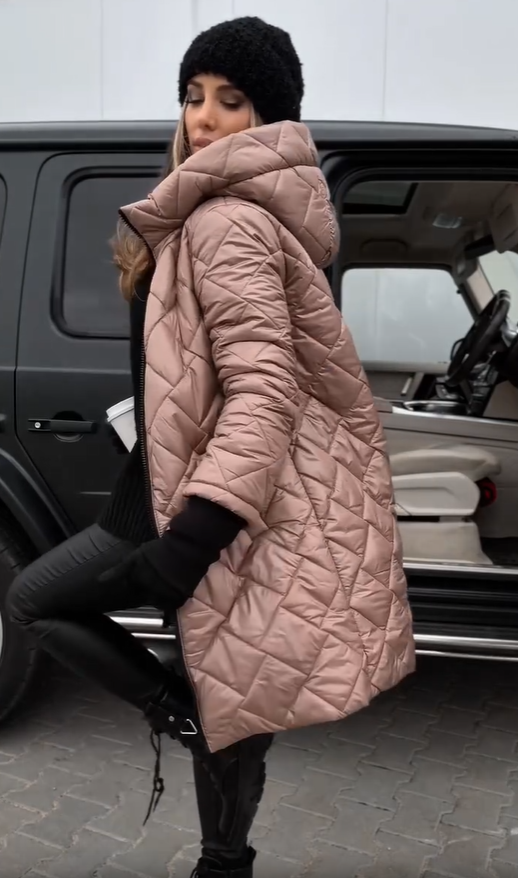 Cyranella - Long Padded Coat for Women with Hood