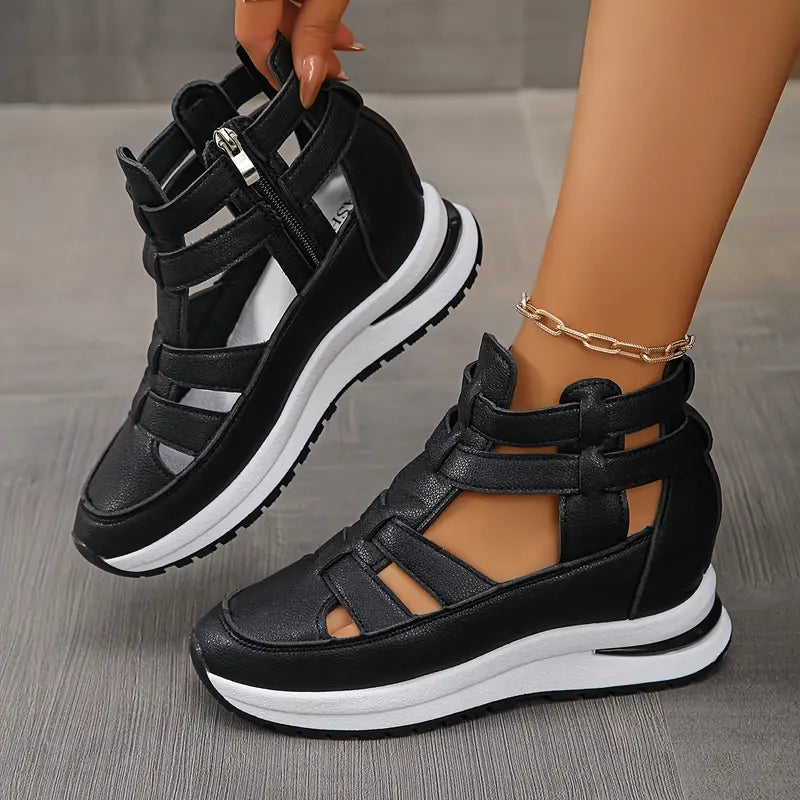 Romina - Elegant and lightweight wedge sandals with side zipper