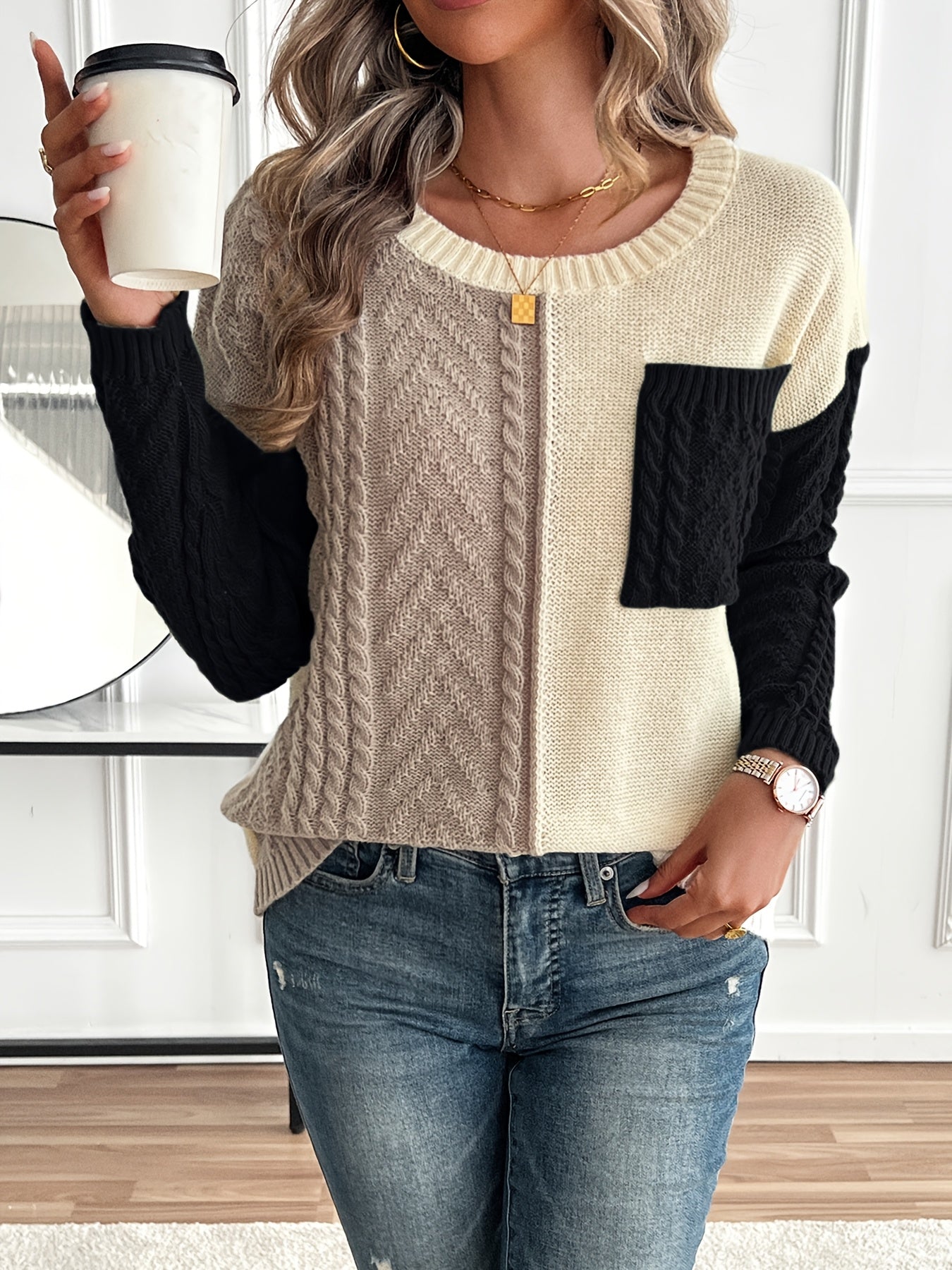 Maëlle - Two-tone Turtleneck Sweater