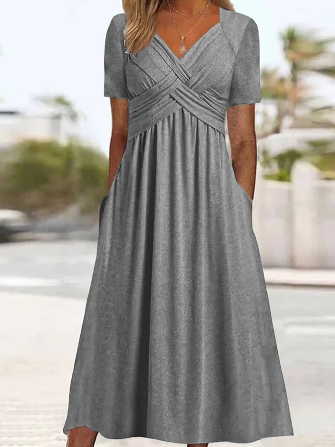 Malina - Elegant Fluid Silhouette V-Neck Dress