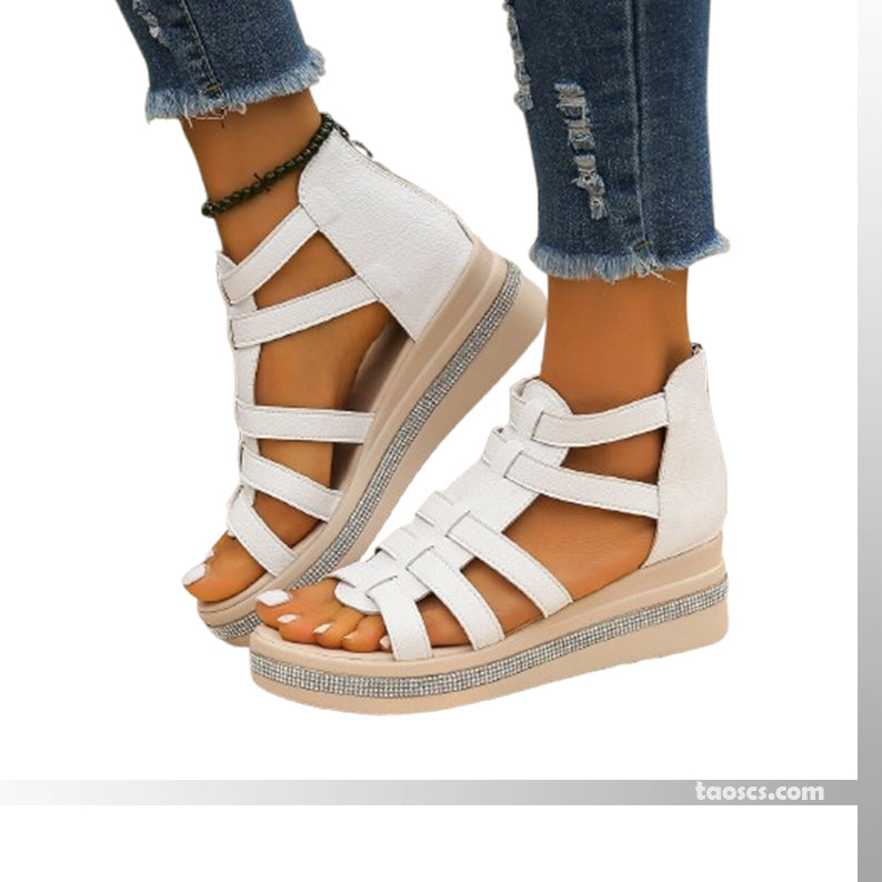 Tina - Platform Sandals with Rhinestone Embellishment