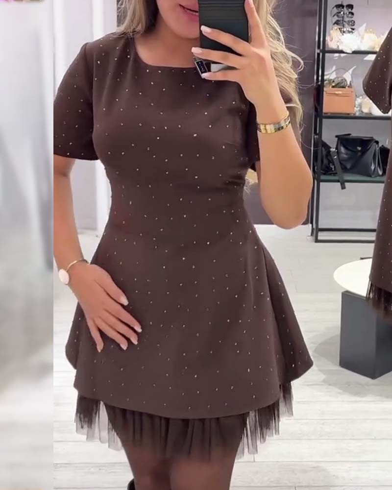 Helisanya - Elegant Sparkling Patchwork Dress