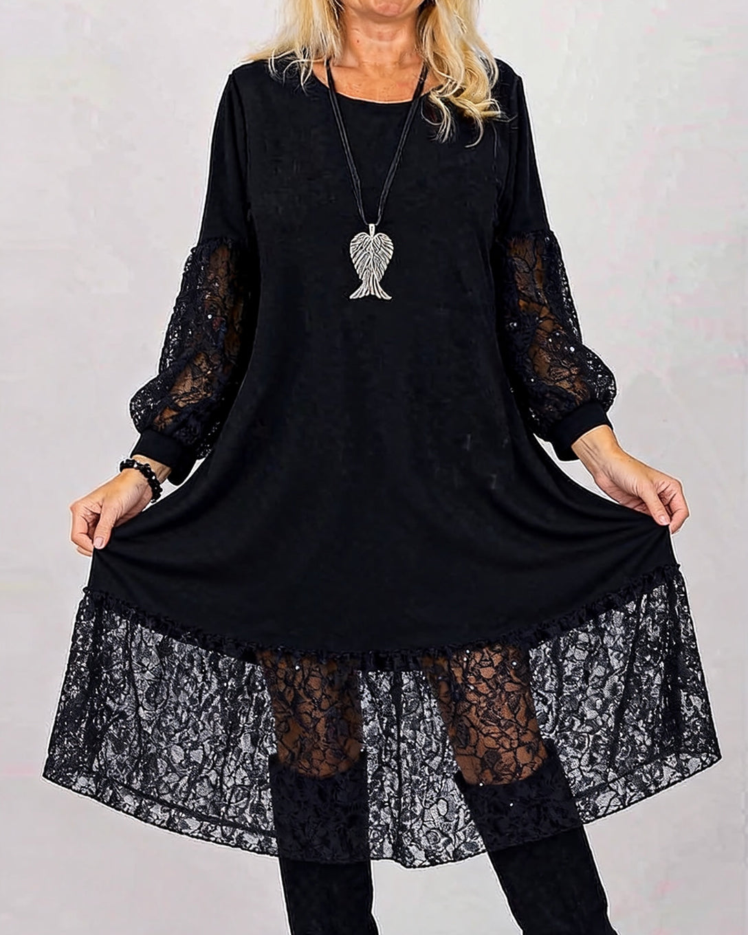 Marisellea - Elegant Patchwork Lace Dress