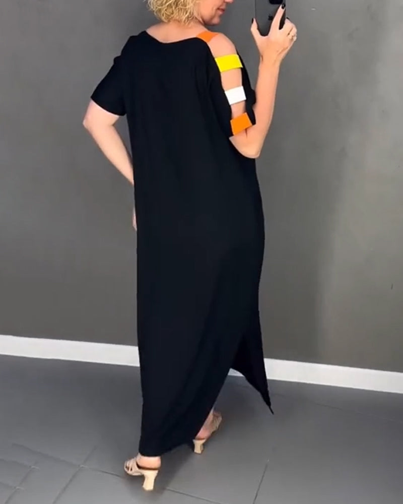 Primina™ - Off-shoulderjurk met splitprint en uitsparingen