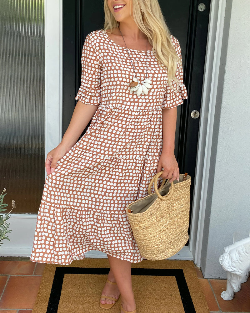 Thalassa -Midi dress with round neck in polka dot print