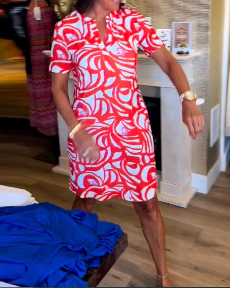 Mira™- V-Neck Printed Dress