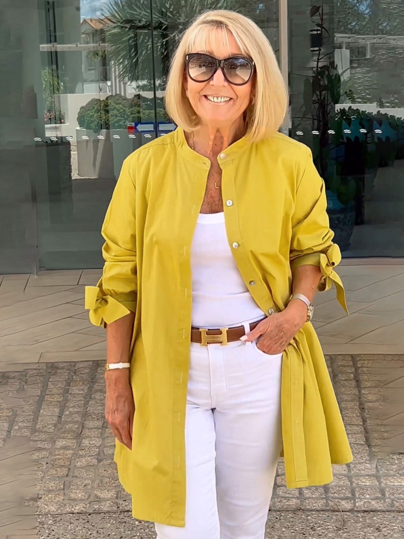 Liora™ – Long button-up cotton shirt jacket