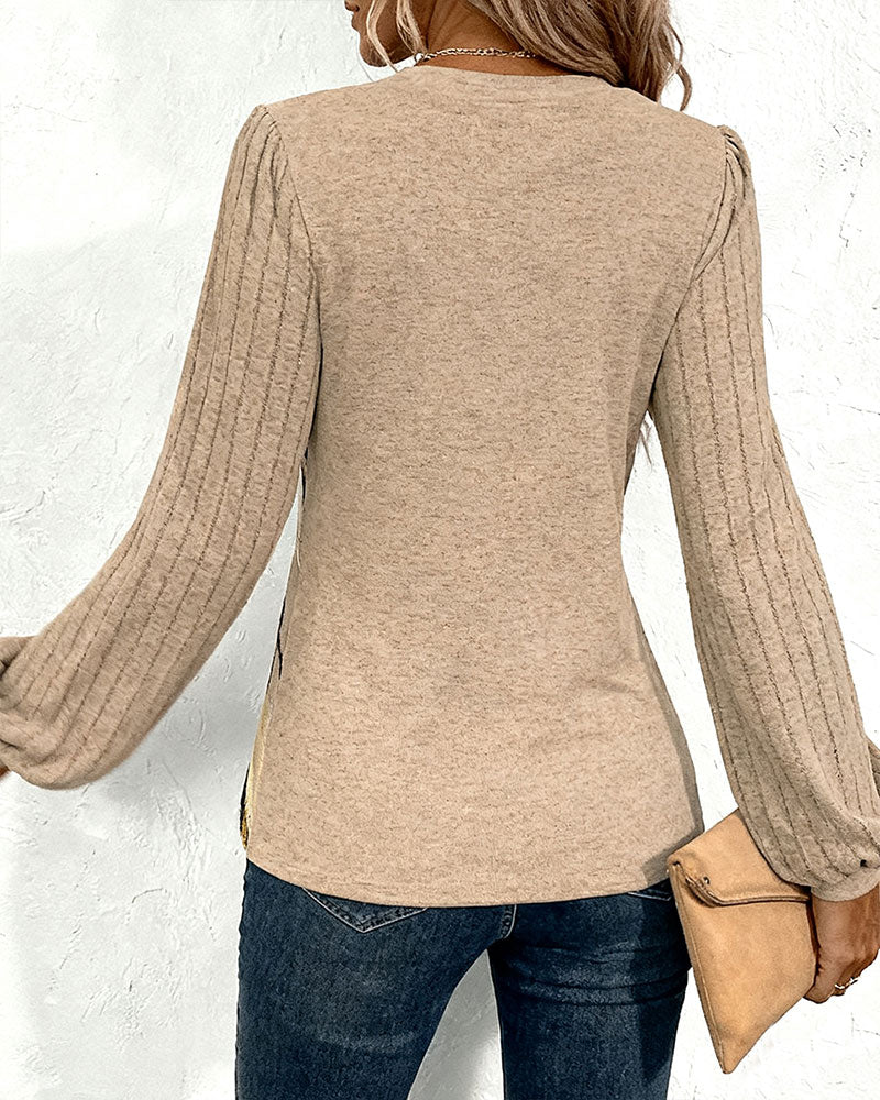 Briavine - Elegant Striped Blouse with Puff Lantern Sleeves