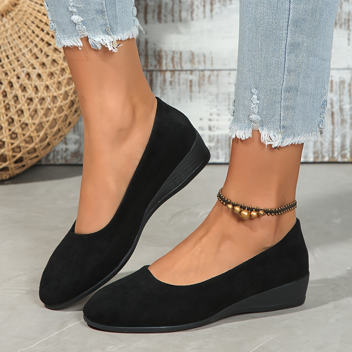 Kaelinne - Chic and Comfortable Wedge Heeled Ballet Flats