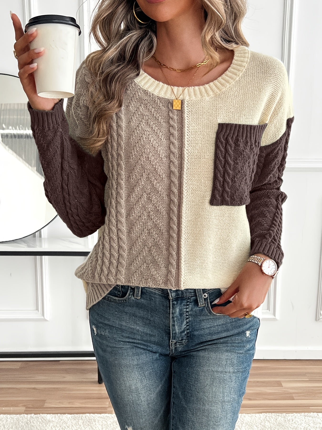 Maëlle - Two-tone Turtleneck Sweater