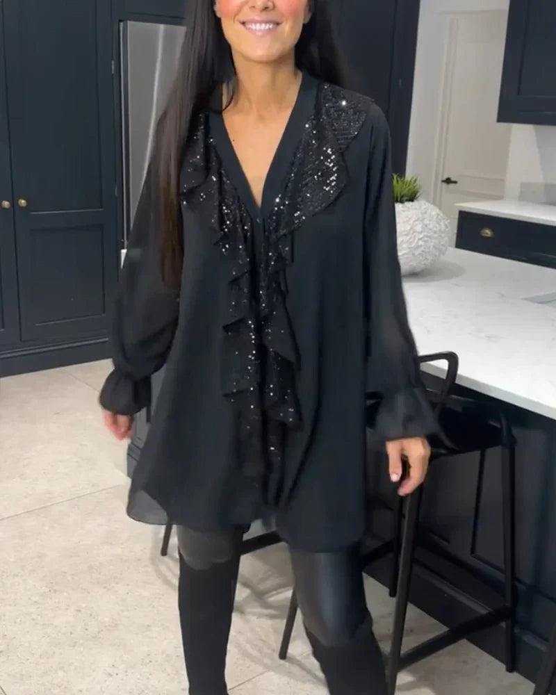 Tharalyn - Elegant Blouse with Fluid Ruffles