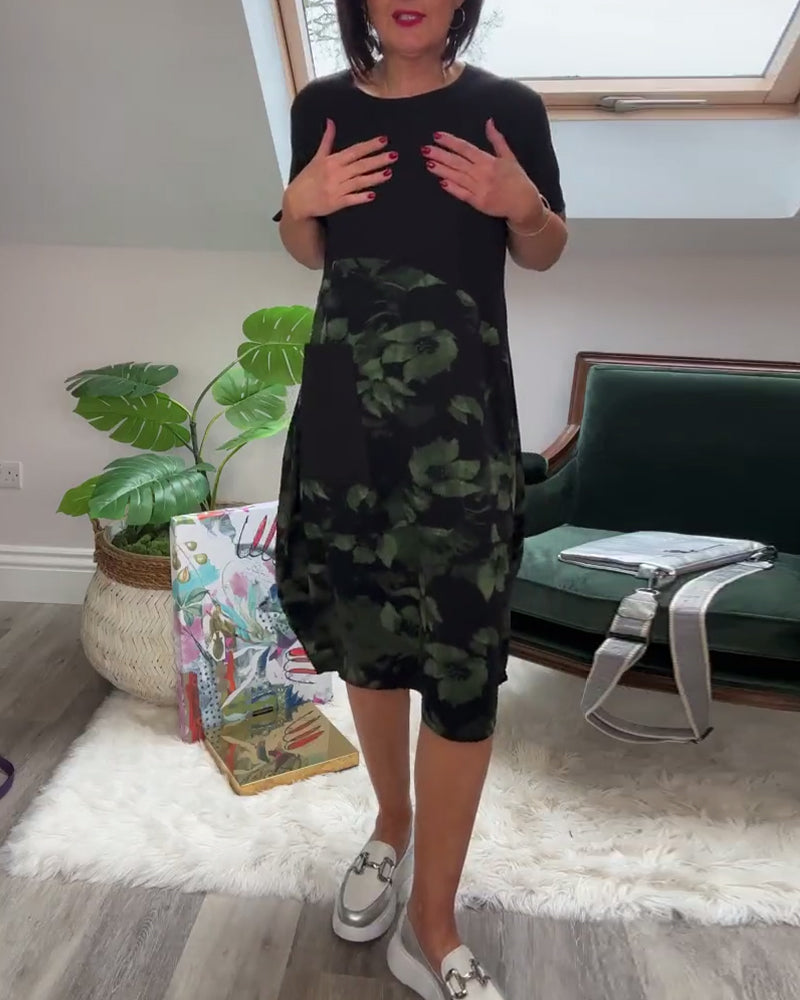 Jessie™ - Floral Print Patchwork Casual Dress