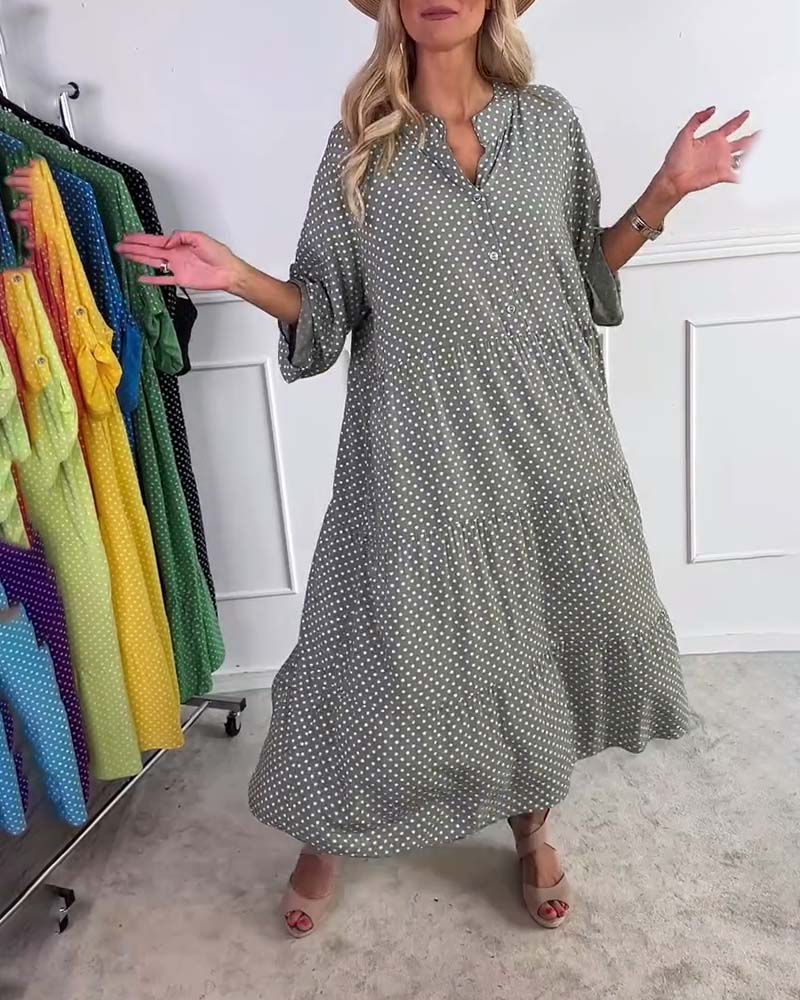 Miralyn - Dress with mid-length sleeves and polka dots