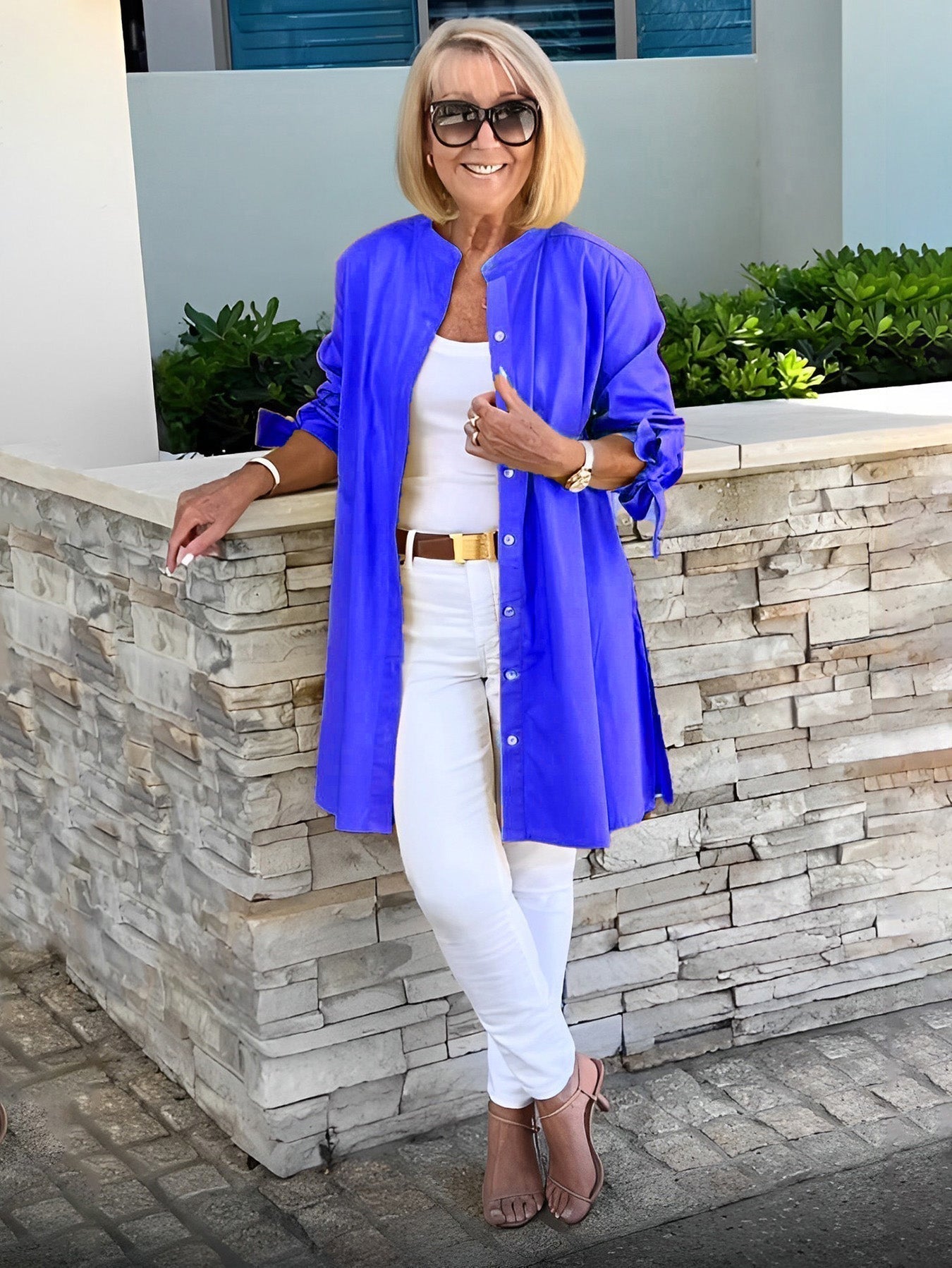 Liora™ – Long button-up cotton shirt jacket